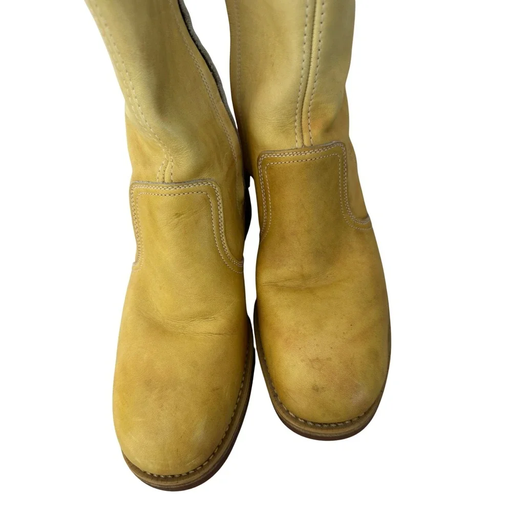 Leather Short Boots Mens 8 Tan Side Zip